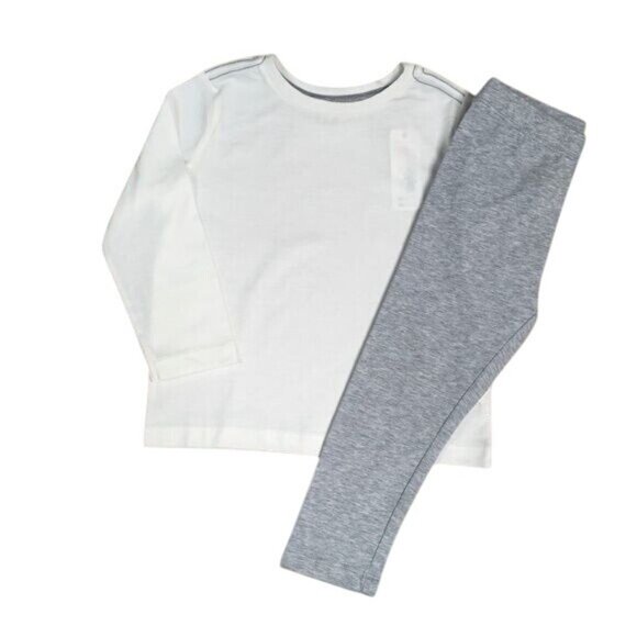 Gymboree Girls Long Sleeve T-Shirt & Legging Set β Size 2T, White & Gray, Soft & - Picture 1 of 3